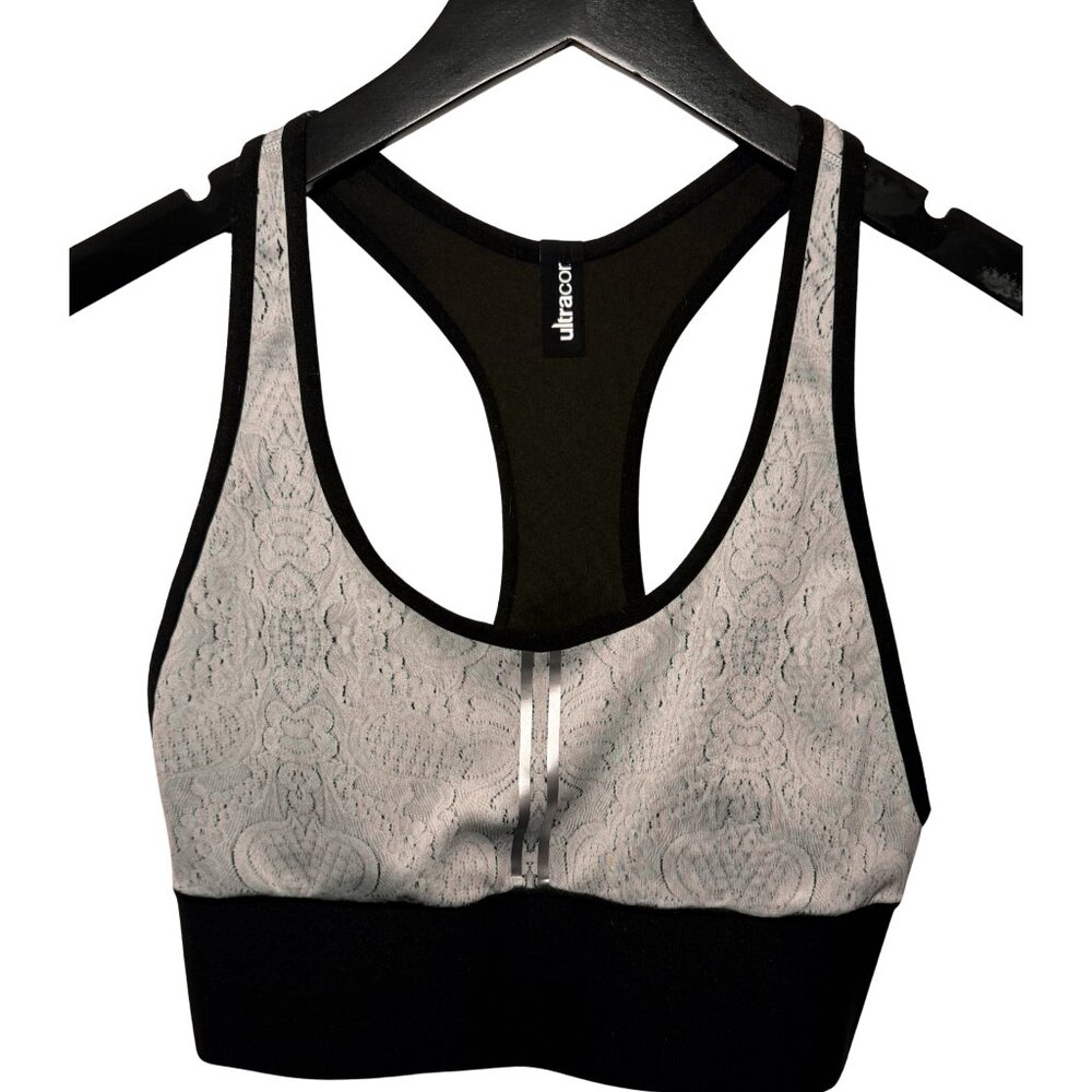 Ultracor Women's Racerback Gray Snake Skin sports bra- Size Small